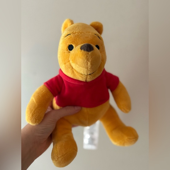 Disney Parks Winnie The Pooh Bear Plush 9.5" Stuffed Animal Toy Doll Red Shirt - Picture 1 of 5